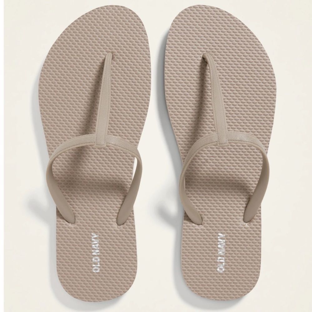 Plant-Based T-Strap Flip-Flops For Women Taupe NWT